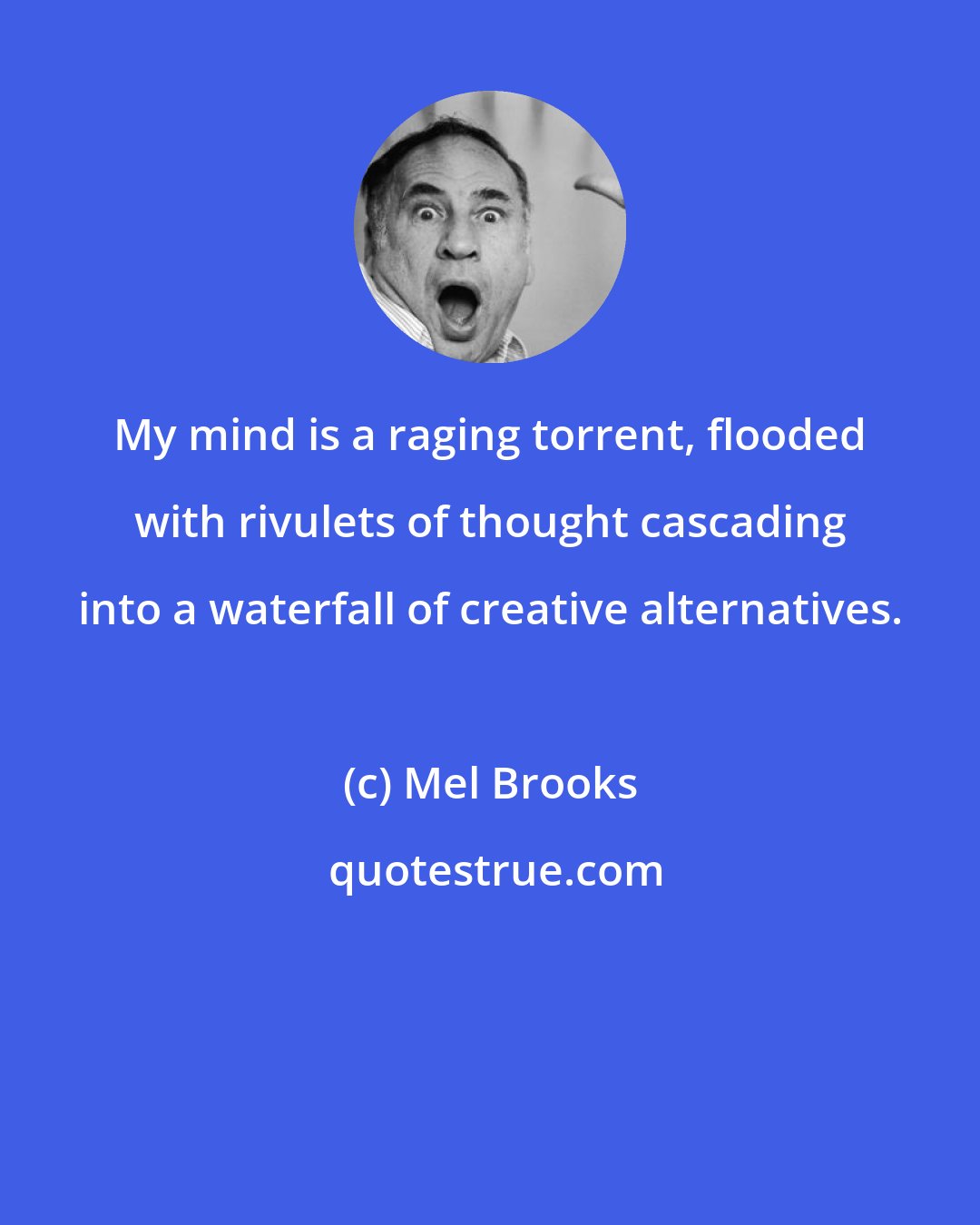 Mel Brooks: My mind is a raging torrent, flooded with rivulets of thought cascading into a waterfall of creative alternatives.