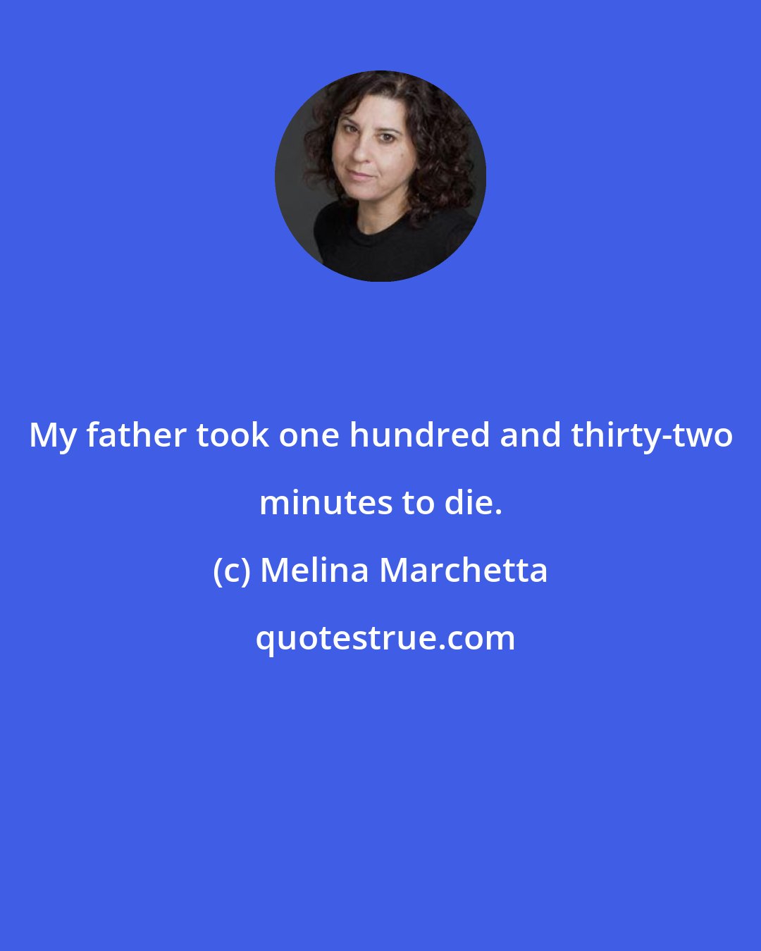 Melina Marchetta: My father took one hundred and thirty-two minutes to die.
