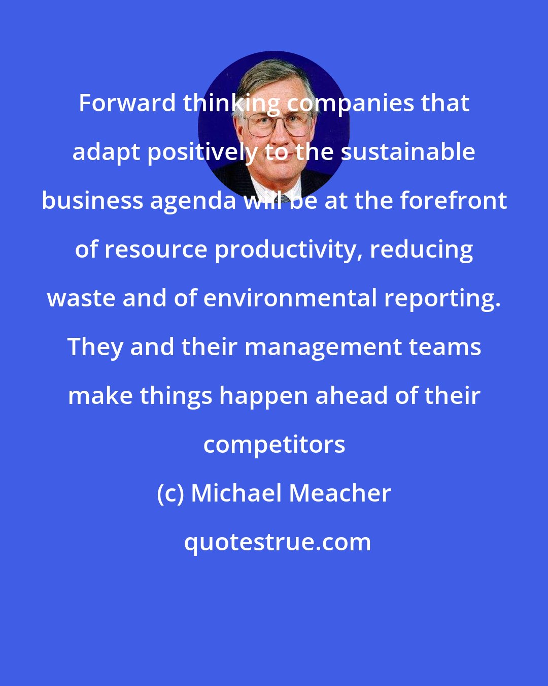 Michael Meacher: Forward thinking companies that adapt positively to the sustainable business agenda will be at the forefront of resource productivity, reducing waste and of environmental reporting. They and their management teams make things happen ahead of their competitors