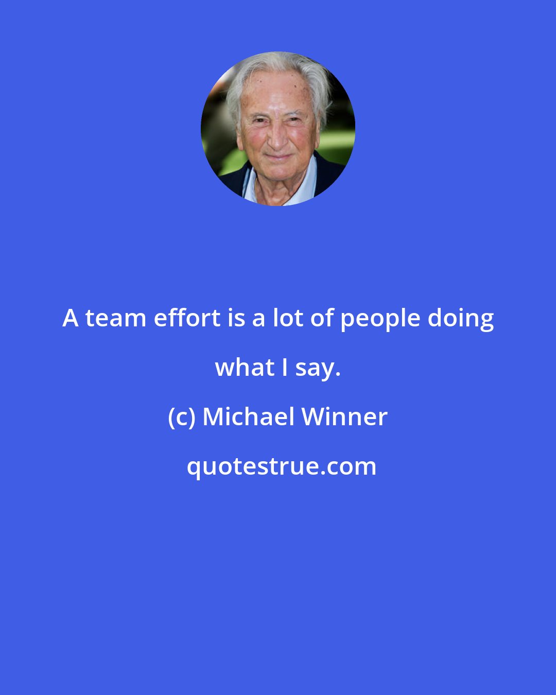 Michael Winner: A team effort is a lot of people doing what I say.