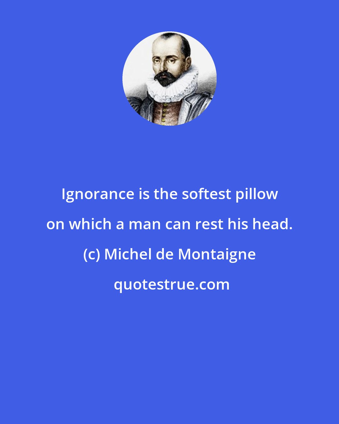 Michel de Montaigne: Ignorance is the softest pillow on which a man can rest his head.