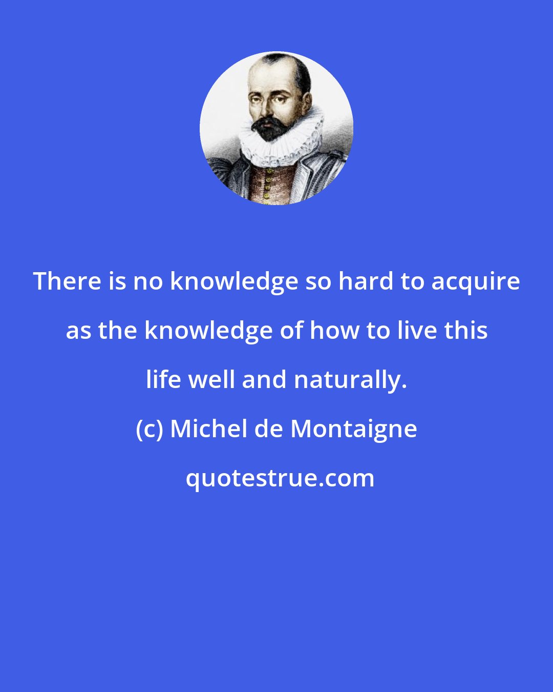 Michel de Montaigne: There is no knowledge so hard to acquire as the knowledge of how to live this life well and naturally.