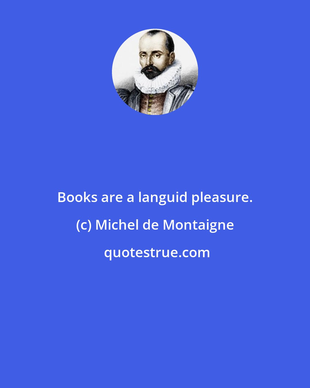 Michel de Montaigne: Books are a languid pleasure.