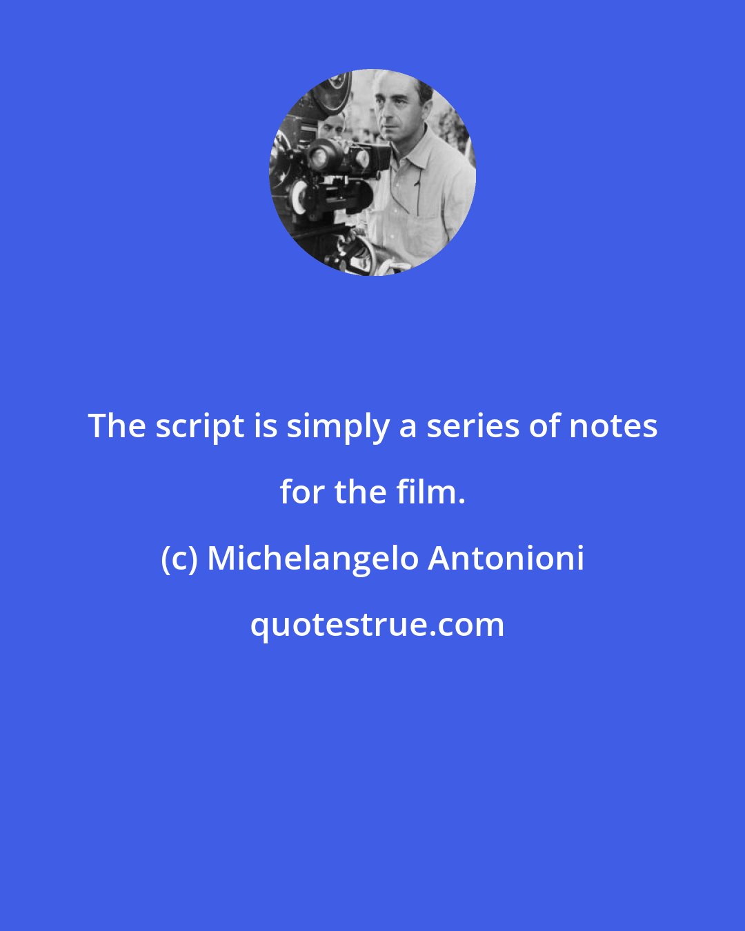 Michelangelo Antonioni: The script is simply a series of notes for the film.