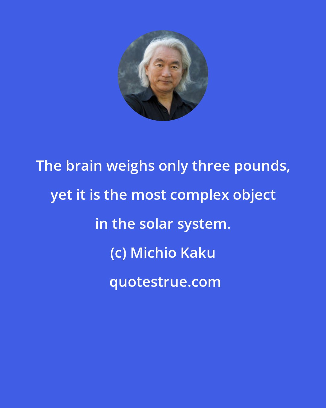 Michio Kaku: The brain weighs only three pounds, yet it is the most complex object in the solar system.